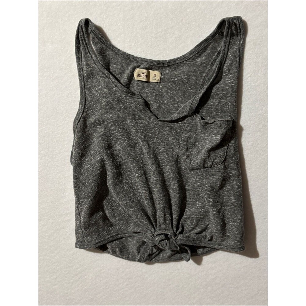 Hollister Gray Knot-Front Tank with Chest Pocket